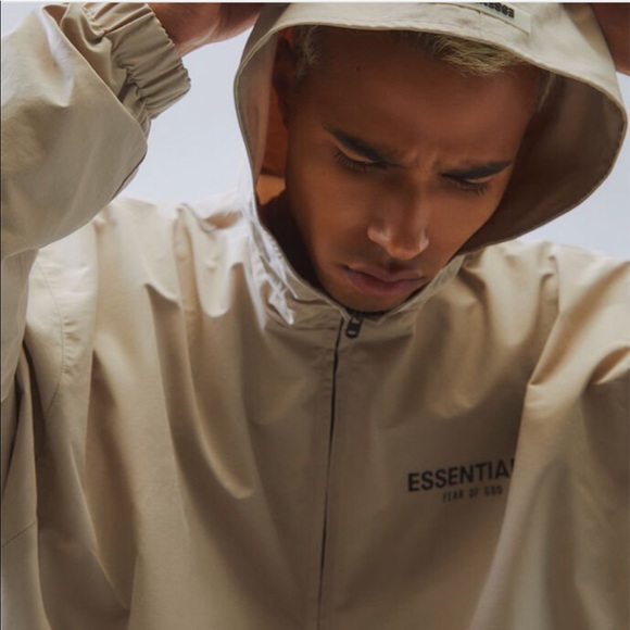 fear of god essentials zip anorak windbreaker jacket black